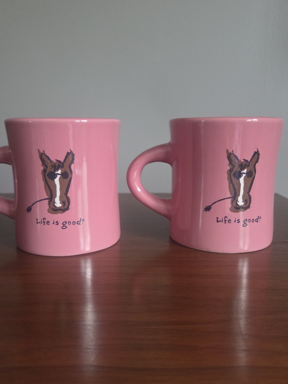 Two Life Is Good Horse Pink Coffee Mugs